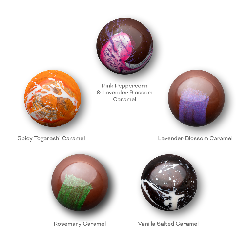 Flight of Caramels 5-Piece — Twenty-Four Blackbirds Chocolate